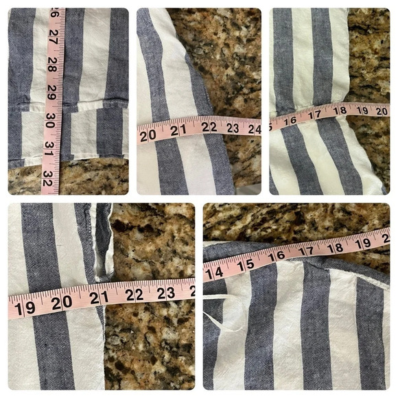 Rails Wren Vertical Stripe Dress L Blue White Mini Summer Linen Blend Sporty - Picture 6 of 12